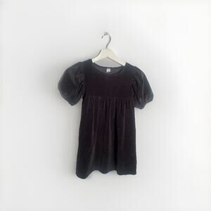 Harper Canyon Girl's Puff Sleeve Velour Black Dress‎ Size 6
